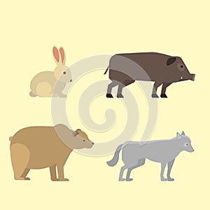 Different wild animals dangerous vertebrate canine characters