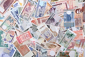 different world banknotes background