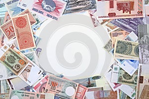 different world banknotes background