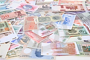 different world banknotes background