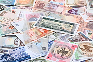 different world banknotes background