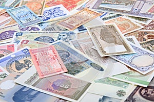 different world banknotes background