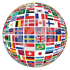 Different World Country Flags Globe