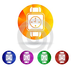 Different wrist watches in a circle against the background of triangulation vector