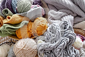 Different yarn for knitting in pastel and bright colors