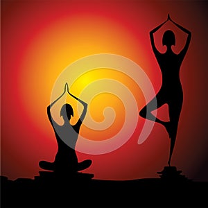 Different yoga women figure