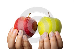 Differentiation, selection and comparison of red and green apples