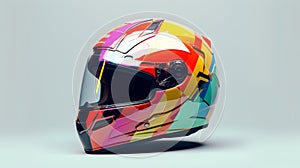 Differently shaped colorful geometric helmet drivers poster format