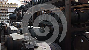 Differents `Batterie` of old casks for the production of original Balsamic vinegar in Castelnuovo di Modena photo