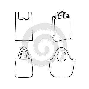 Differents kinds of countour vector bags icons