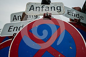 Aged and worn collection of street sign