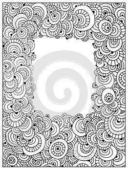 Difficult Circle Uncolored Adult Coloring book page. Abstract uncolored frame vector photo