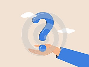 Difficult question concept. Big question mark or big problem to solve or finding solution, doubt or uncertainty