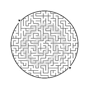 Difficult round labyrinth. Game for kids. Puzzle for children. One entrance, one exit. Maze conundrum. Flat vector illustration is photo