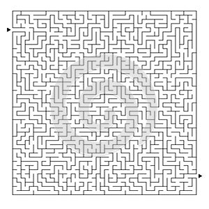 Difficult square maze. Game for kids and adults. Puzzle for children. One entrance, one exit. Labyrinth conundrum. Flat vector