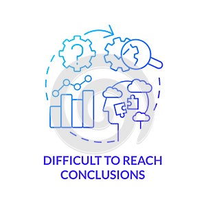 Difficult to reach conclusions blue gradient concept icon