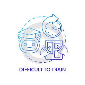 Difficult to train blue gradient concept icon