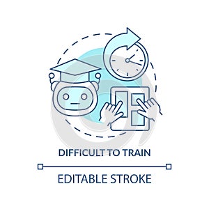Difficult to train turquoise concept icon