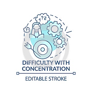 Difficulty with concentration concept icon