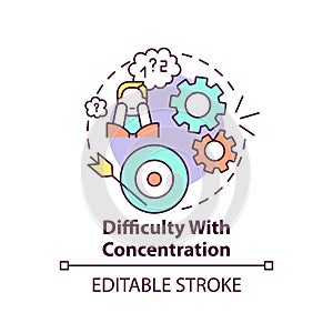 Difficulty with concentration concept icon