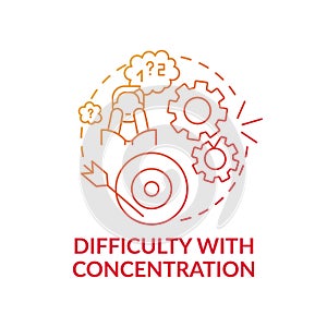 Difficulty with concentration concept icon