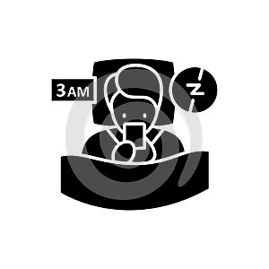 Difficulty falling asleep glyph icon