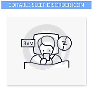 Difficulty falling asleep line icon