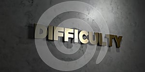Difficulty - Gold text on black background - 3D rendered royalty free stock picture