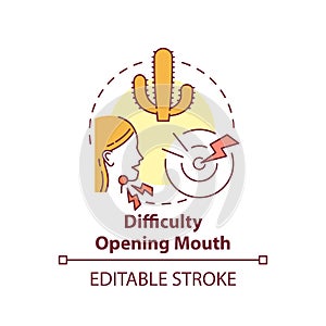 Difficulty opening mouth concept icon