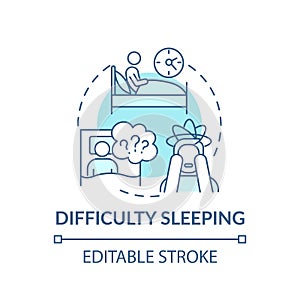 Difficulty sleeping concept icon