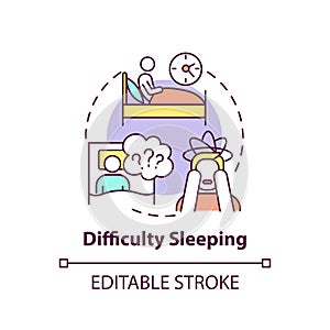 Difficulty sleeping concept icon