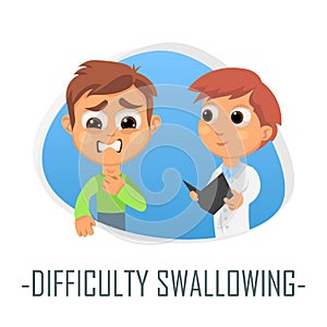 Difficulty swallowing medical concept. Vector illustration.