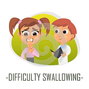 Difficulty swallowing medical concept. Vector illustration.