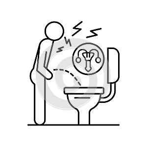 Difficulty urinating toilet icon. Simple line, outline vector of urology icons for ui and ux, website or mobile application