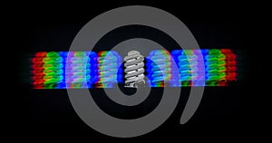Diffraction of light from the energy-saving lamps, obtained by the grating