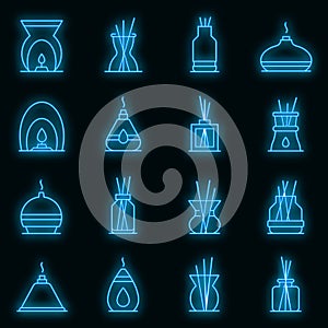 Diffuser icons set vector neon