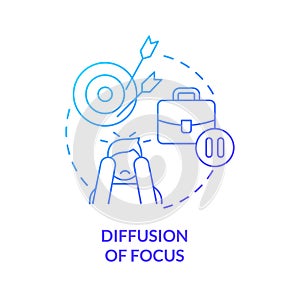 Diffusion of focus blue gradient concept icon