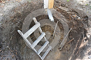 Dig hole in the ground for house septic tank