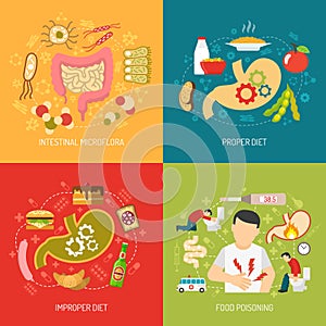 Digestion Concept Icons Set