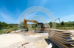 Digger in contruction building site