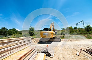 Digger in contruction building site