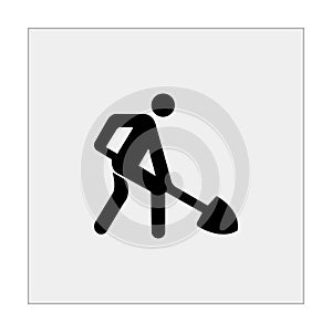 Digger icon. Gray background. Vector illustration.