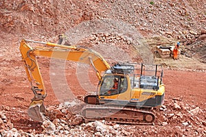 Digger on a road construction site