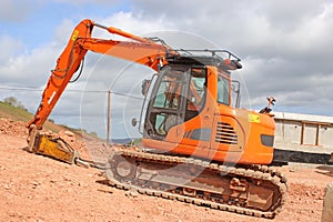 Digger on a road construction site
