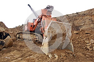 Digger at a stone quarry