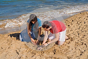 Digging on the beach