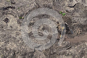 Digging coal on surface mining