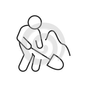 Digging person line outline icon