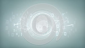 Digirtal figerprint identification and binary code 3d rendering