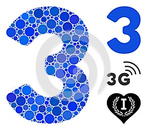 3 Digit Composition Icon of Round Dots